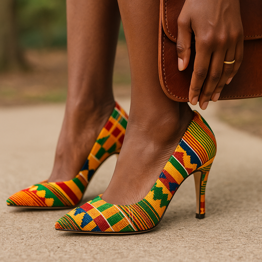 Ghanaian Kente‑Accented Heels (Women)