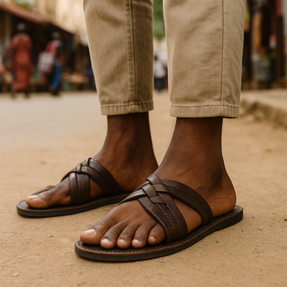 Nigerian Handmade Leather Sandals (Men)